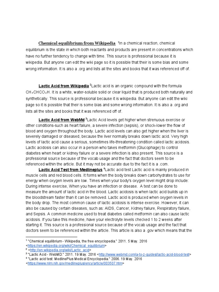 Understanding Chemical Equilibrium and Lactic Acid | PDF | Lactic Acid ...
