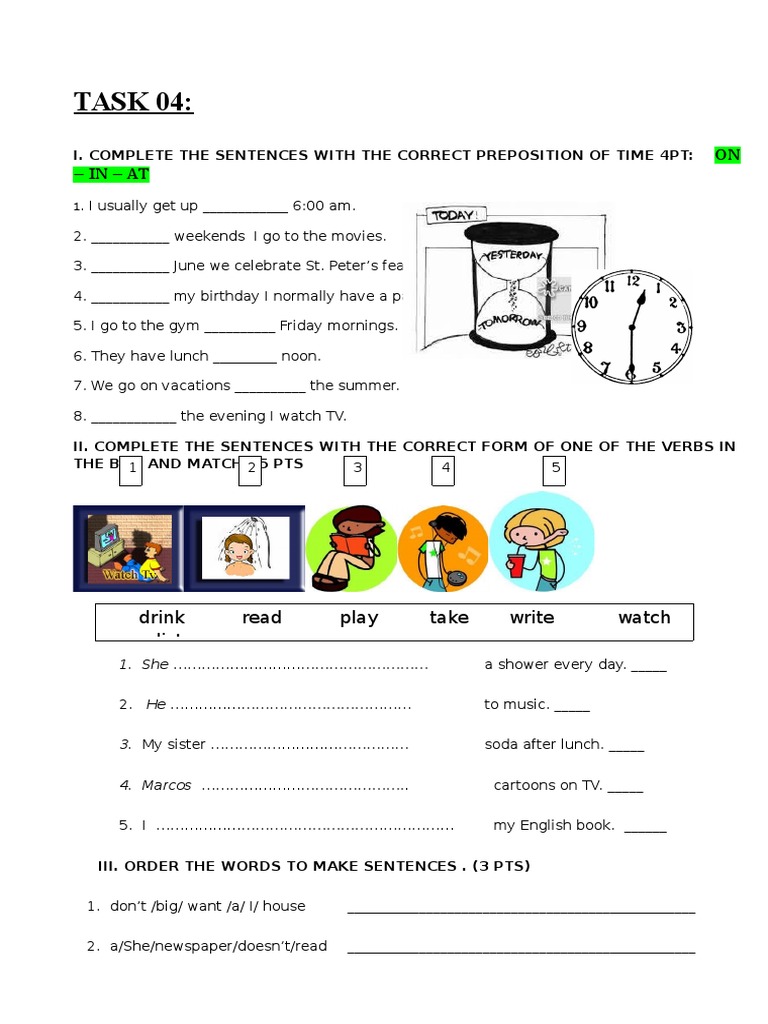 Prepositions and Daily Routine Exercises | PDF