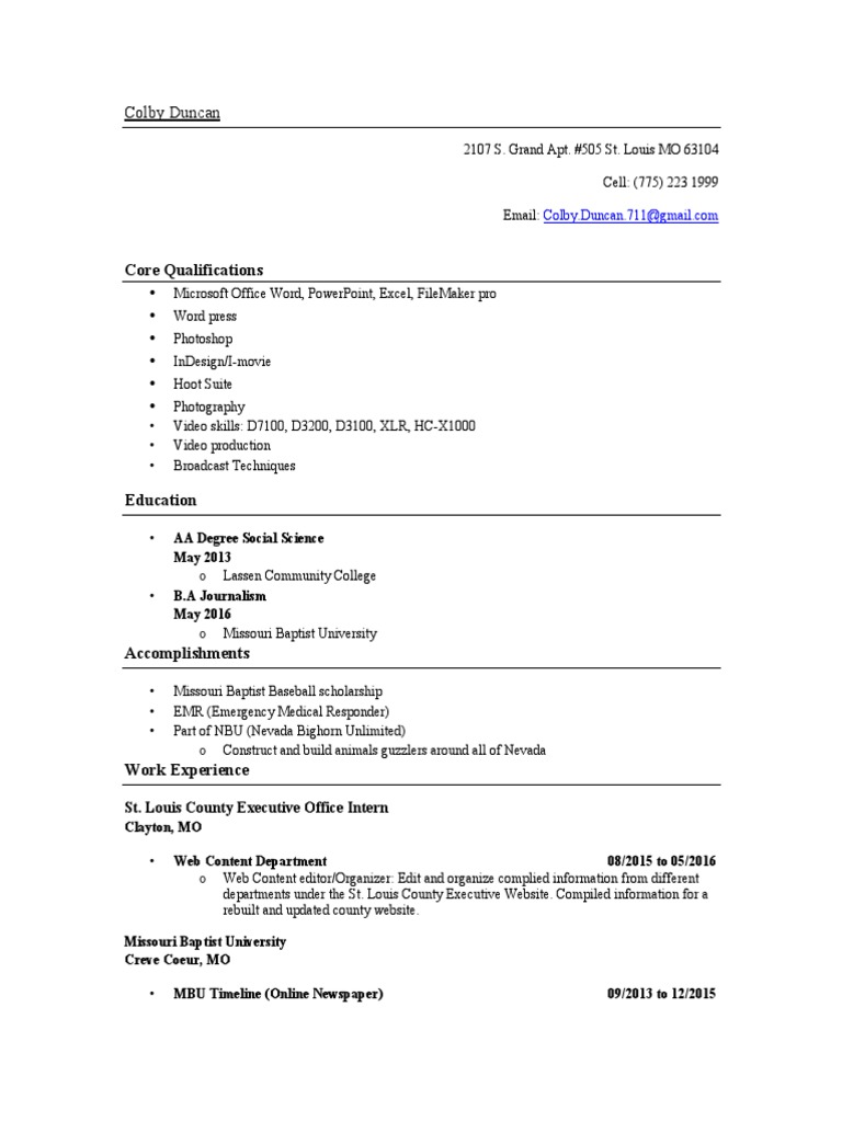 Colby Duncan's Resume and Skills Overview | PDF | Career & Growth ...