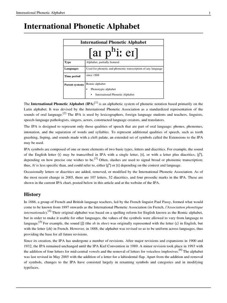 Overview of the International Phonetic Alphabet | PDF | Vowel | Consonant