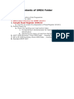 Contents of SMDU Folder: Sample Road Register 2009/10