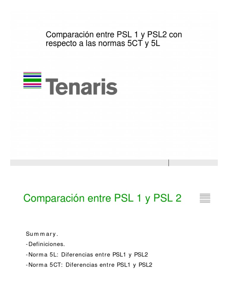 Diferencias PSL1 y PSL2 en Normas 5CT y 5L | PDF | Calidad (comercial ...