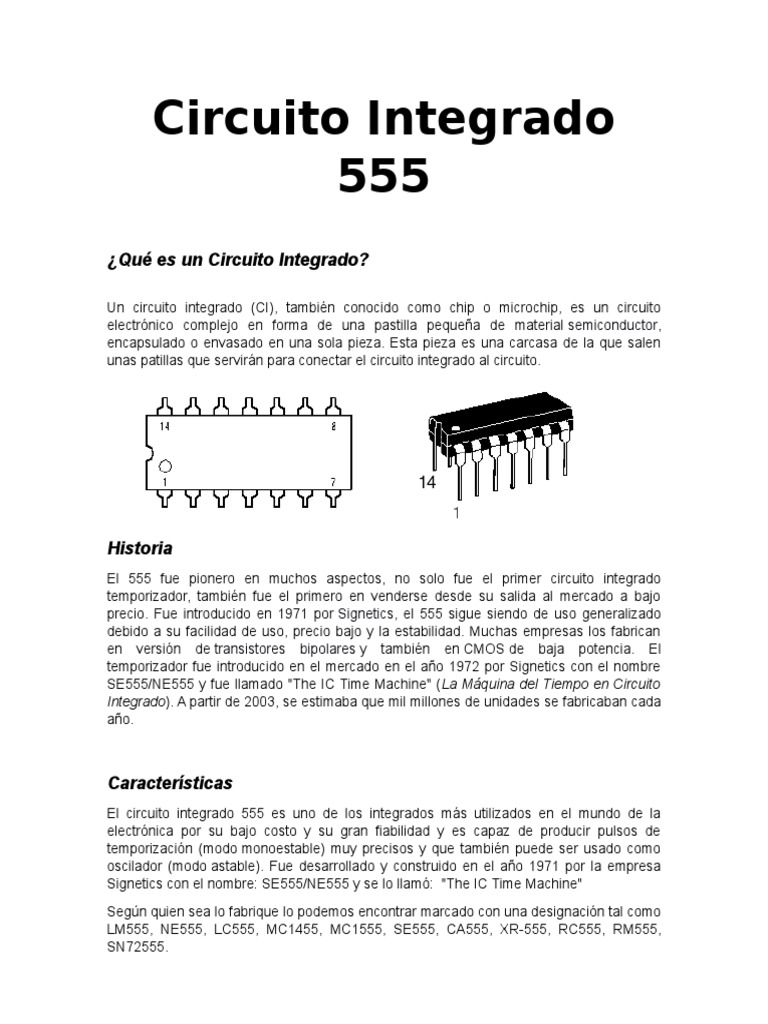 Circuito Integrado 555: Usos y Características | PDF | Circuitos ...