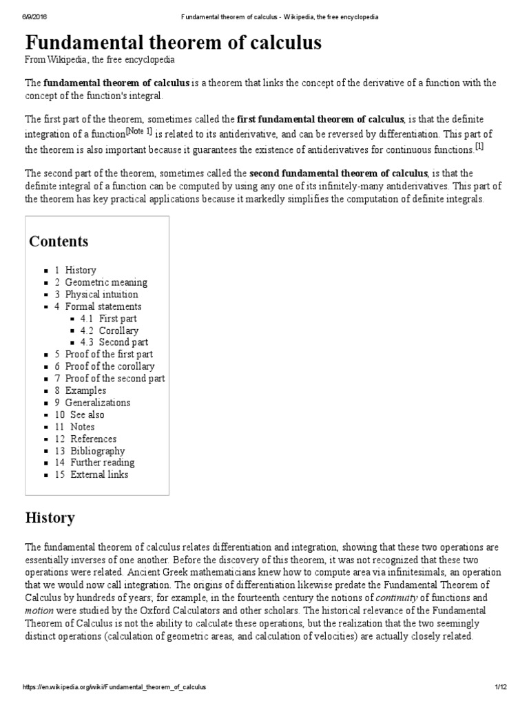 Fundamental Theorem of Calculus | PDF | Integral | Calculus