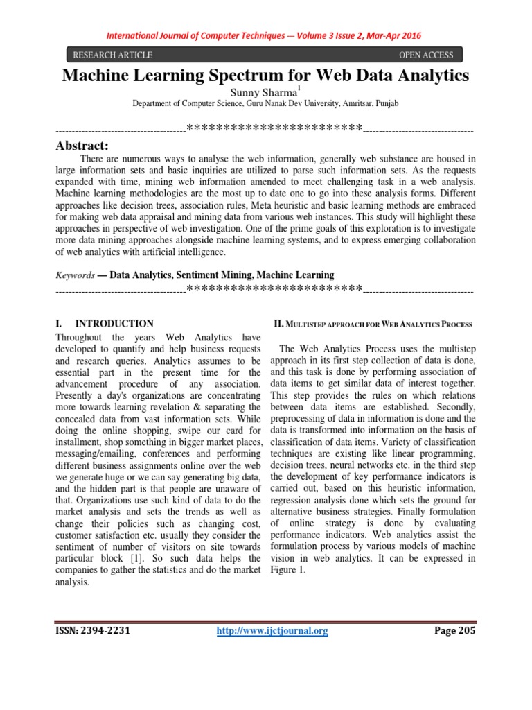 Machine Learning Spectrum For Web Data Analytics: Abstract | PDF ...