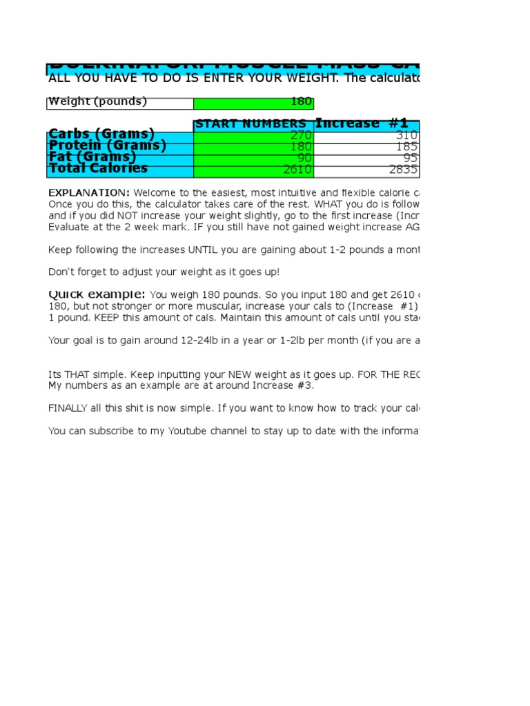 Lean Bulk Calculator 3 PDF Calorie Muscle