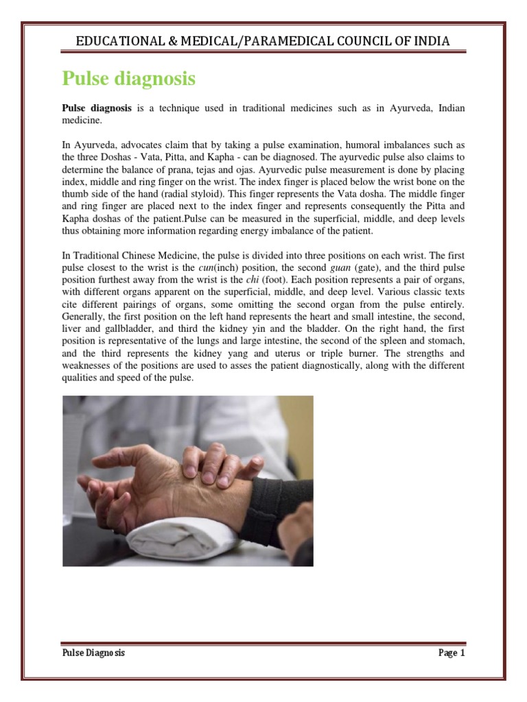 PULSE dIAGNOSIS PDF | PDF | Traditional Medicine | Traditional Chinese ...