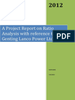 A Project Report on Ratio Analysis With Reference to Genting Lanco Power Ltd