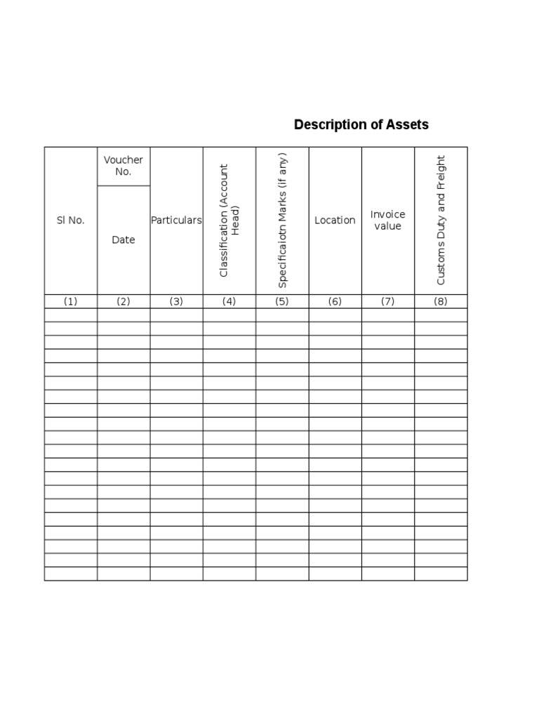 Fixed Assets Register Format 2013 | PDF