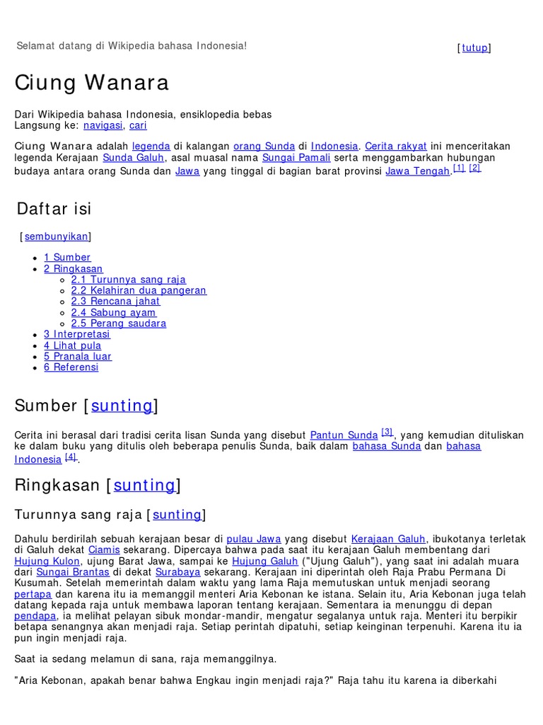 Ciung Wanara Wikipedia Bahasa Indonesia Ensiklopedia Bebas