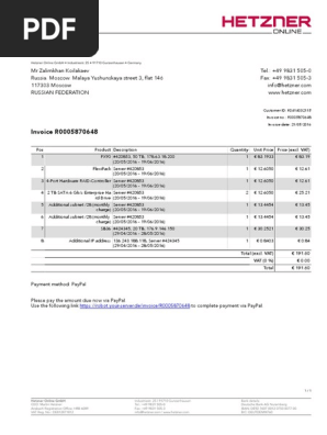 Hetzner Uinvoice | PDF | Business | Computers