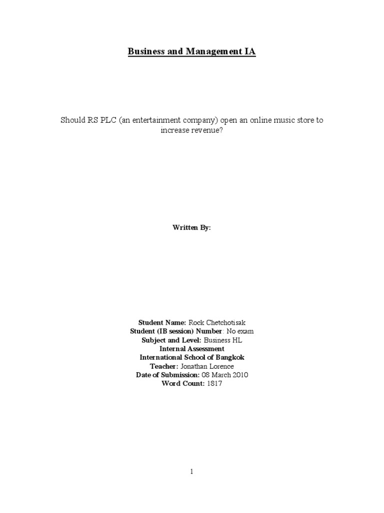 What Is A Business Ia Intro? – IB Business Management IA HL Structure ...