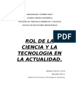 Rol de La Ciencia y La Tecnologia en La Dinamica de Hoy en Dia