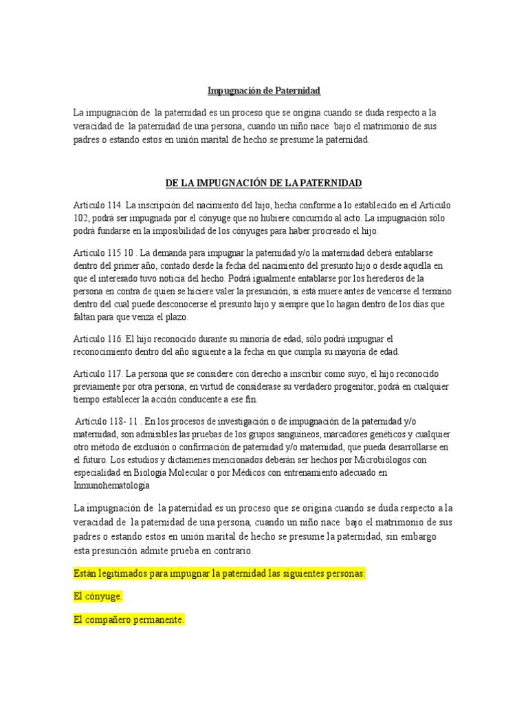De La Impugnación de La Paternidad | PDF | Evidencia (ley) | Instituciones  sociales