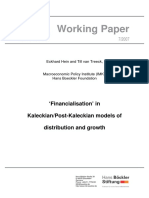 Working Paper: Financialisation' in Kaleckian/Post-Kaleckian Models of Distribution and Growth