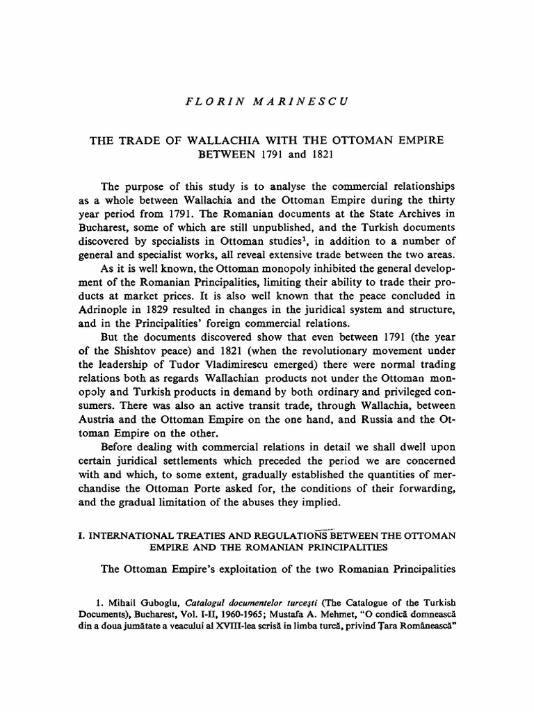 Florin Marinescu The Trade of Wallachia With The Ottoman Empire