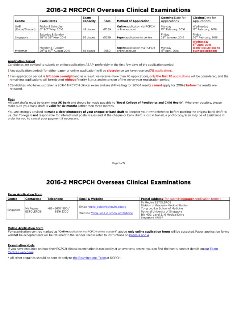 20162 Overseas MRCPCH Clinical Exam Timetable and Fees 2 PDF