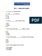 Unit I - English Exam: I. Choose The Correct Word