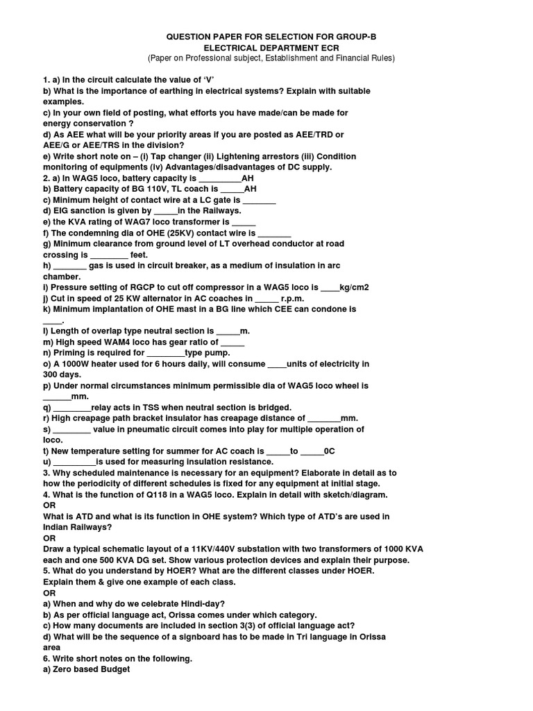 Electrical Engineering Exam Paper ECR | PDF | Electric Motor | Capacitor