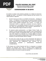Download COMUNICADO PNP N 26 - 2016 by Polica Nacional del Per SN315285319 doc pdf