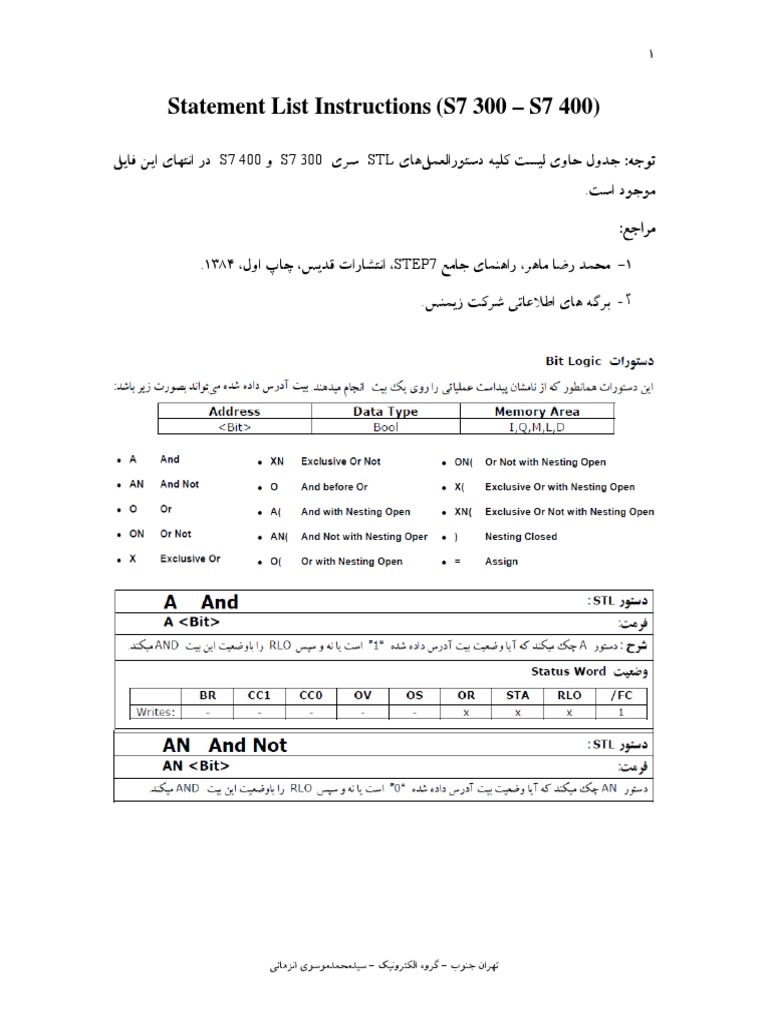 STL Instructions for S7-300/400 | PDF | Computers | Technology ...