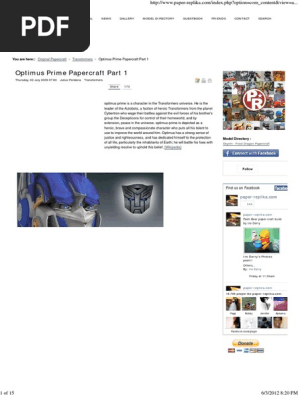Optimus Prime Papercraft Part 1