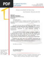 Cantata Juvenil - carta de invitación para las iglesias