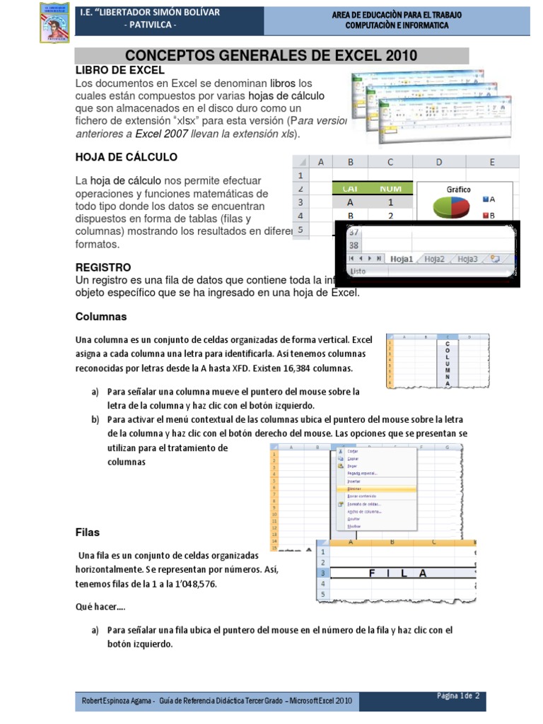 Conceptos Básicos de Excel 2010 | PDF | Microsoft Excel | Hoja de cálculo