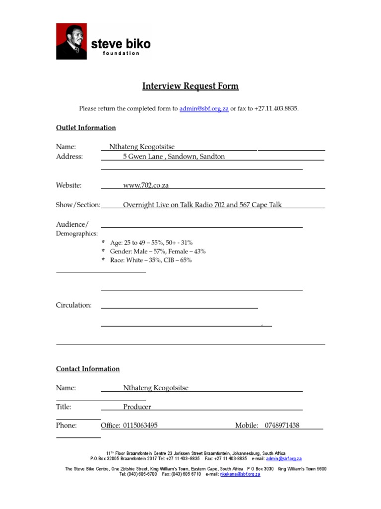 702 Interview Request Form | PDF