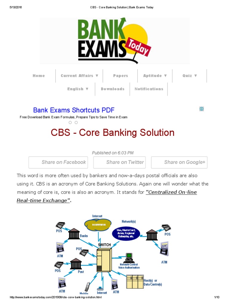 CBS - Core Banking Solution - Bank Exams Today | PDF | Debits And ...