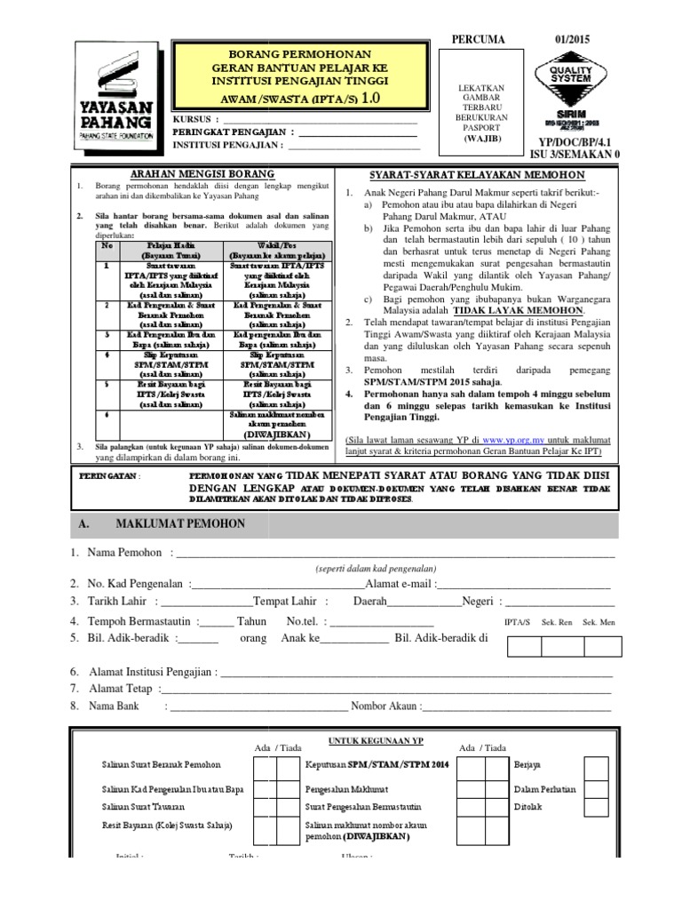 Borang Geran Yayasan Pahang 1 0 Pdf