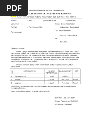 Contoh Permintaan Alat Kesehatan Di Puskesmas Bati Bati Tahun 2016 Pdf