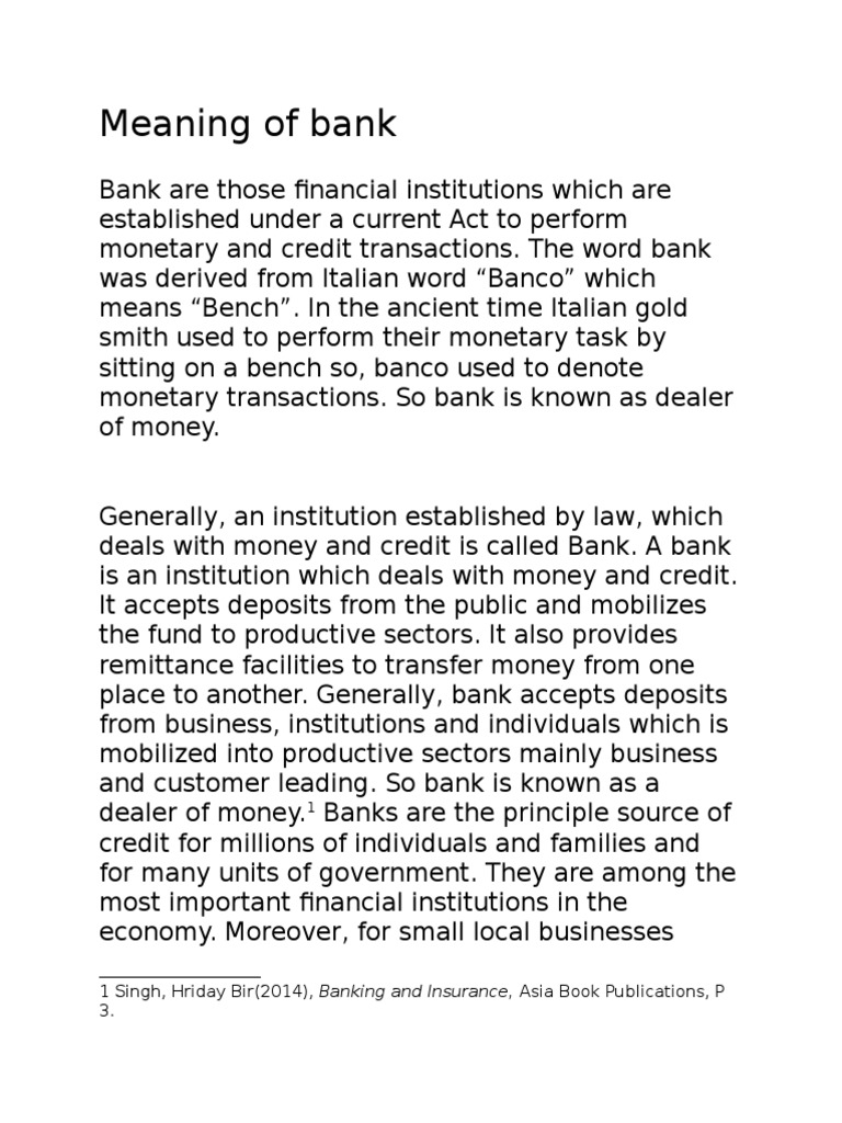 Meaning of Bank Banks Credit (Finance)