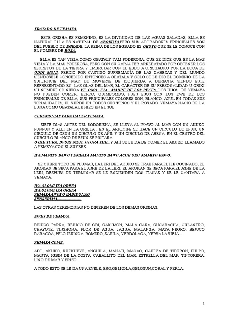 Tratado De Yemaya 1 Santeria Deidades tratado de yemaya 1 santeria deidades