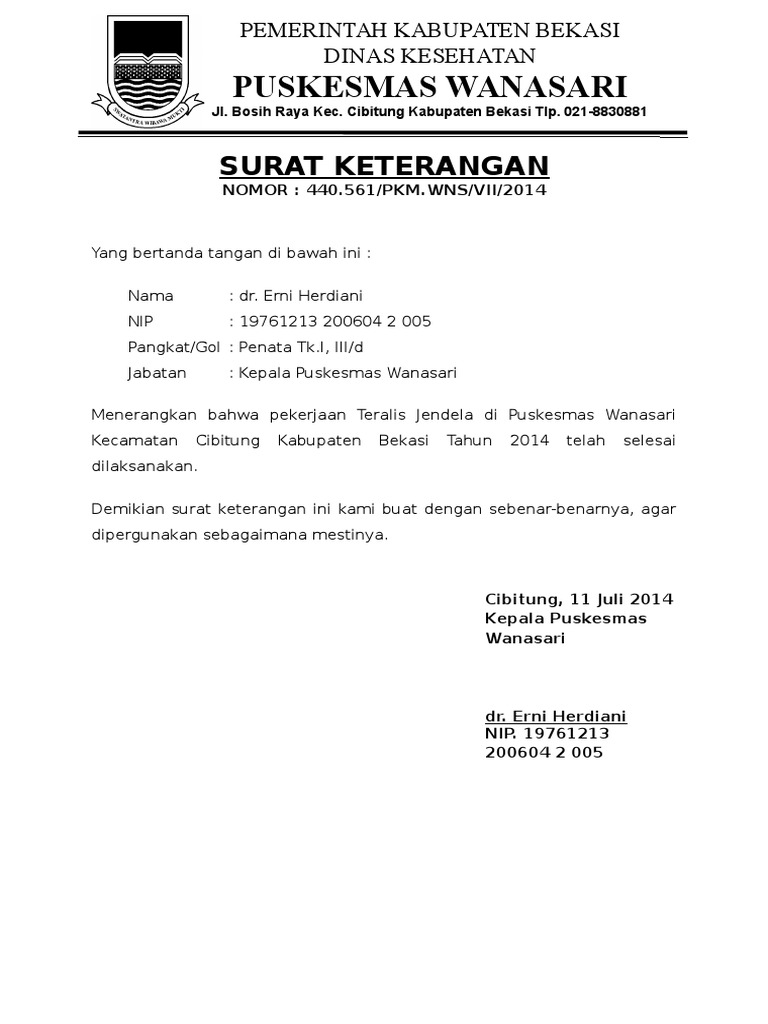 Surat Keterangan Serah Terima Barang