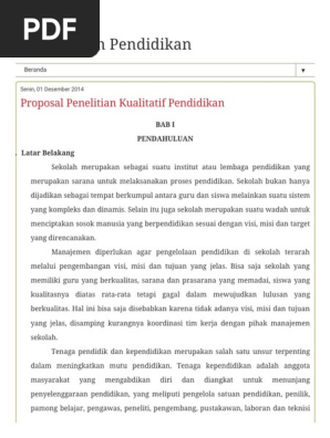 Proposal Penelitian Kualitatif Pendidikan Pdf