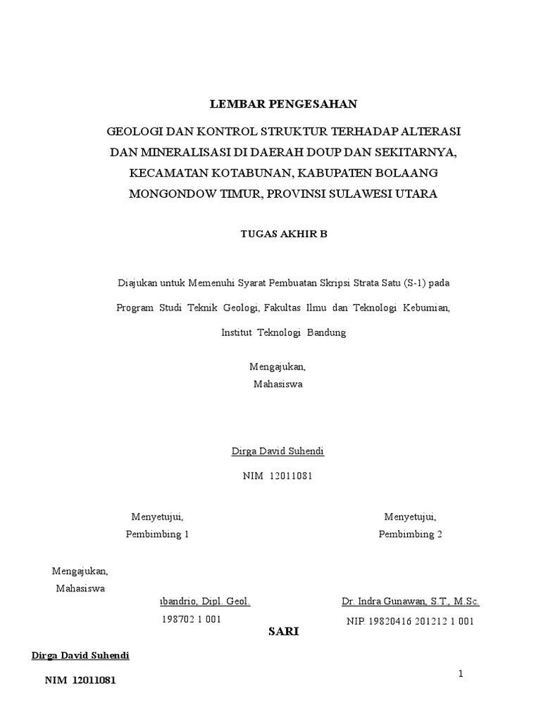 Abstrak Tugas Akhir Geologi