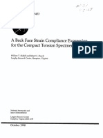 A Back Face Strain Compliance Expression For The Compact Tension Specimen