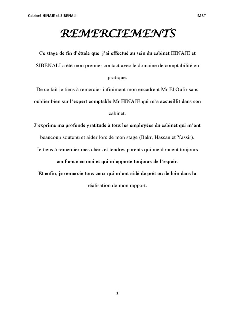 rapport de stage du cabinet dexpert comptable bilan comptable