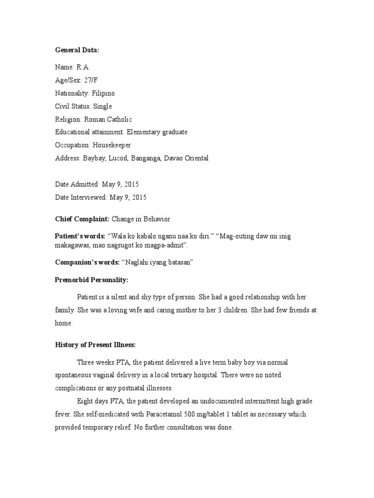 Brief Psychotic Disorder A Case Report PDF Psychosis Schizophrenia