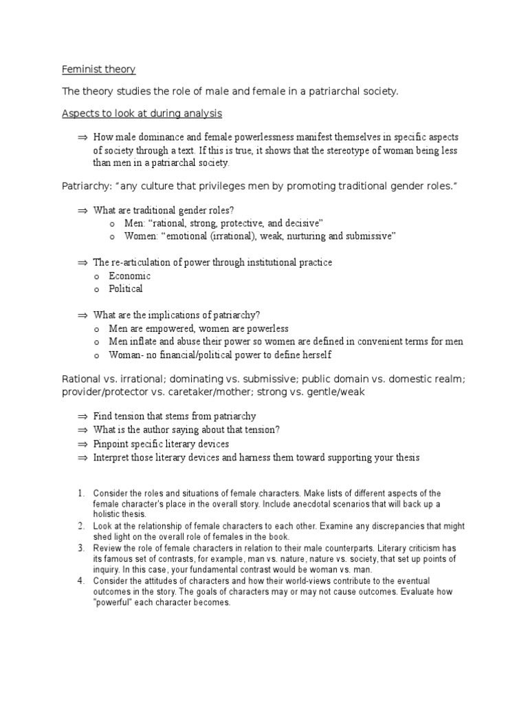 feminist theory essay questions