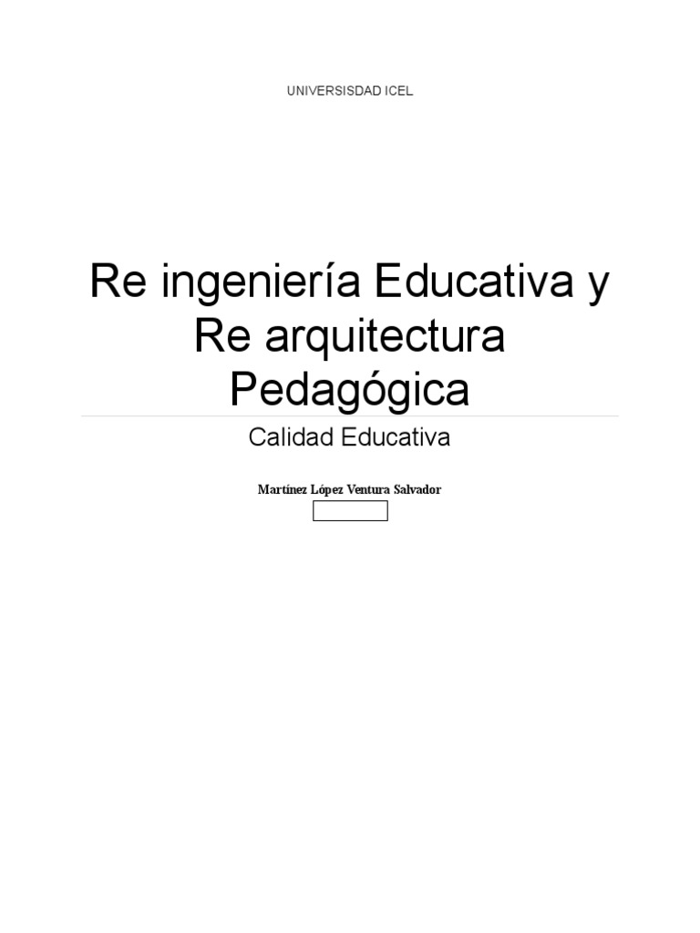 Reingeniería Educativa y Arquitectura Escolar | PDF | Plan de estudios