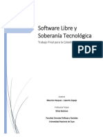 SOFTWARE LIBRE Y SOBERANIA TECNOLOGICA: Trabajo Final 2015 Informática Social Vazquez Espejo