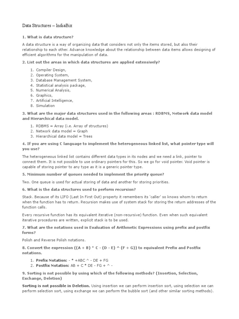 Data Structures IndiaBix | PDF | Pointer (Computer Programming ...