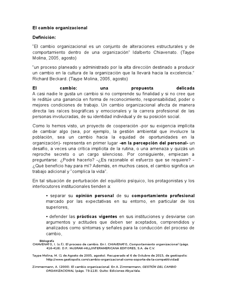 Gestión del Cambio Organizacional | PDF | Gestión del cambio | Aprendizaje