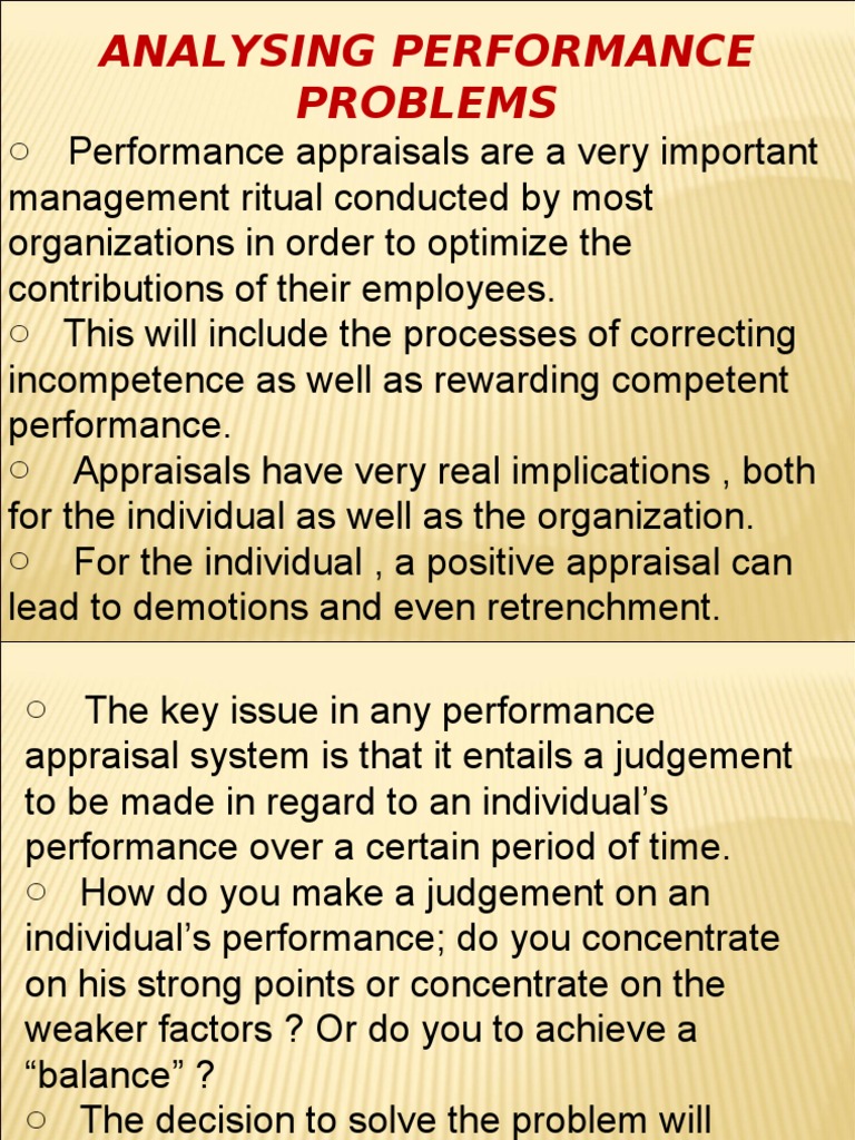 Analyzing Performance Problem | PDF | Performance Appraisal | Motivation