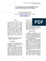 The Impact of Financial Leverage to Profitability Study of Companies Listed in Bucharest Stock Exchange