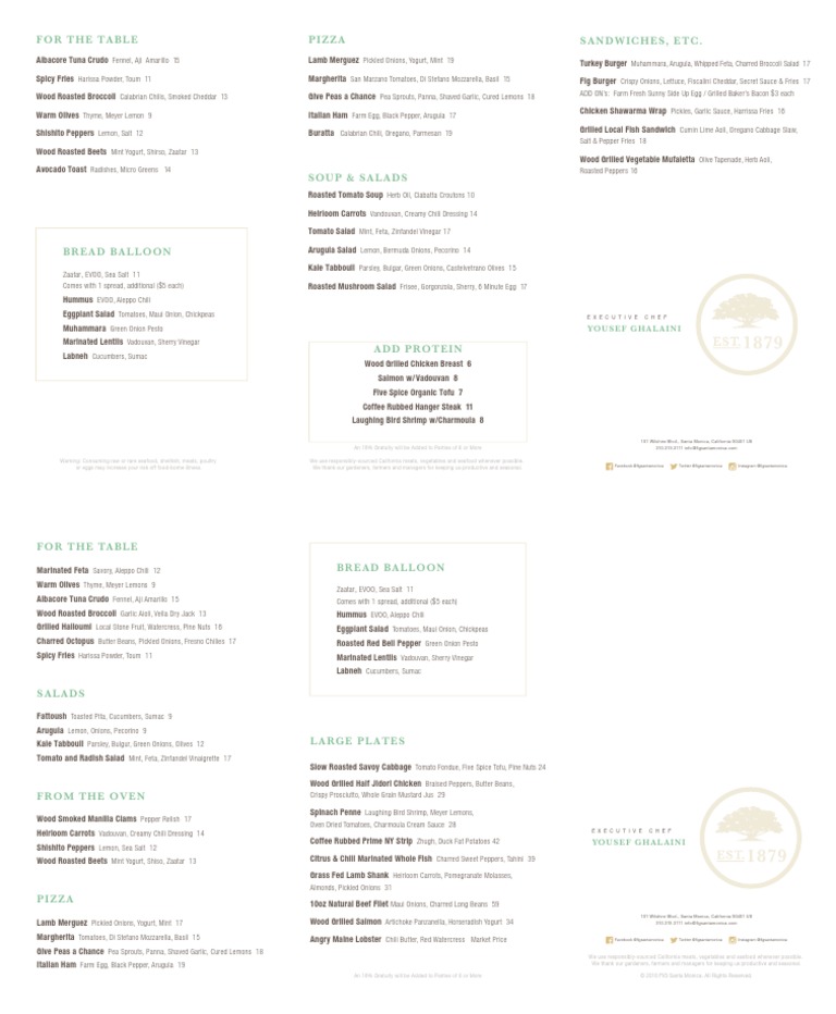 Fig Restaurant Menu - Santa Monica | PDF | Home & Garden | Wellness