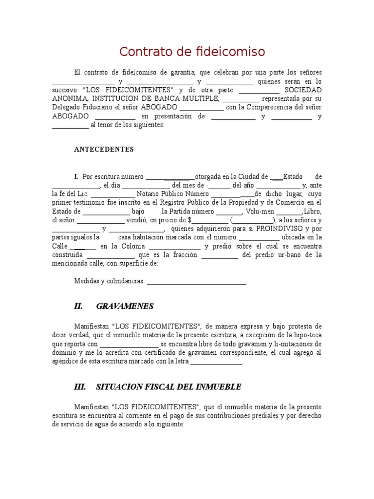 Contrato de Fideicomiso | PDF | Ley de fideicomiso | Propiedad