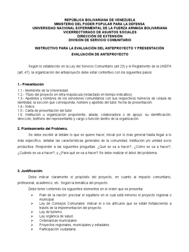 Guia para La Elaboracion de Proyectos Comunitario de La Unefa | PDF ...